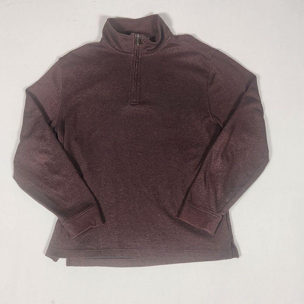 Van Heusen Flex Quarter Zip Pullover Sweater Burgundy Mens Large L